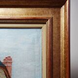 Large painting "Villa Camille" from the 1940s-60s, oil on canvas signed M. Lesoll.