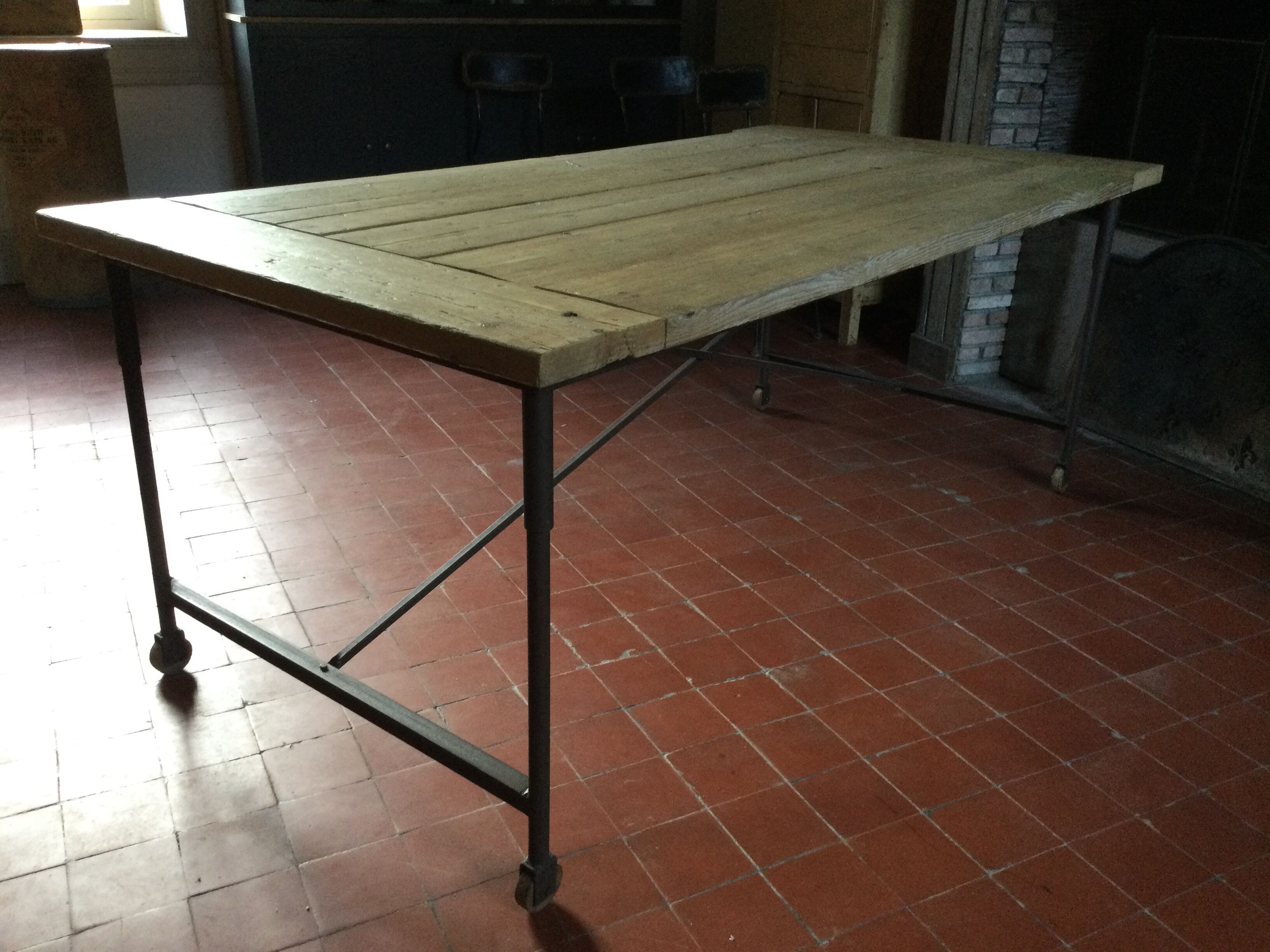 Wood and iron dining table