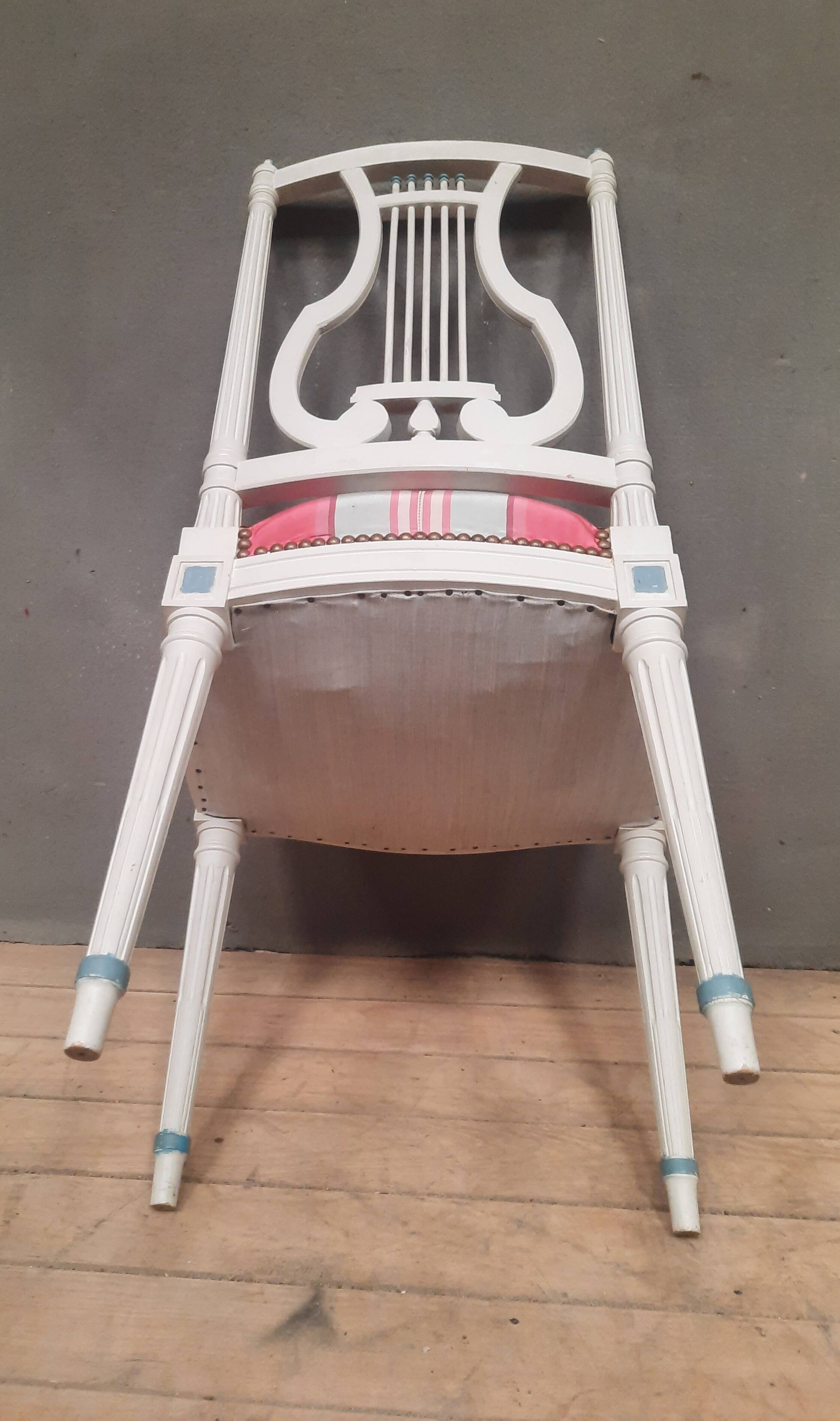 Louis XVI style lacquered chair with lyre back