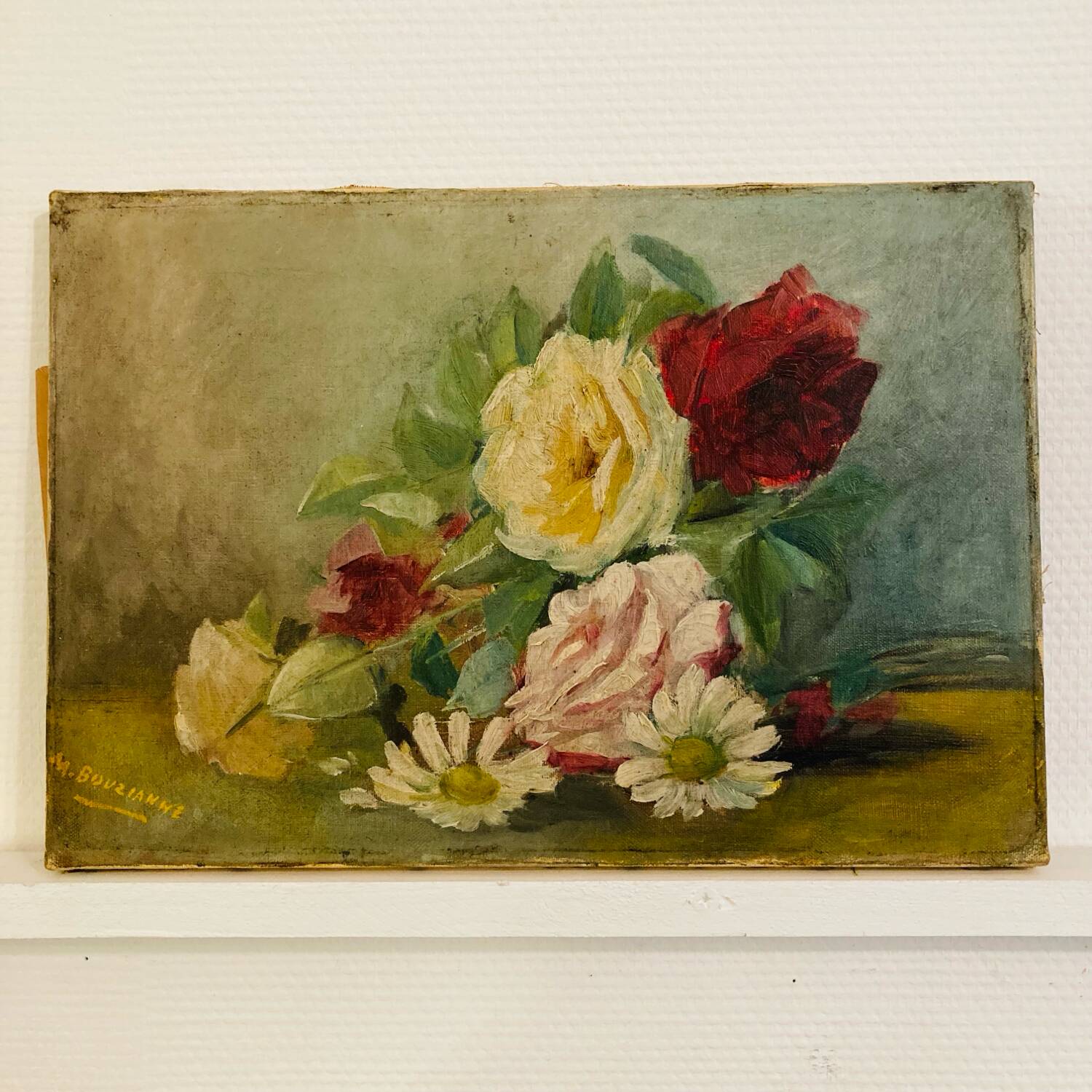 Oil on canvas 1898 still life bouquet deposited