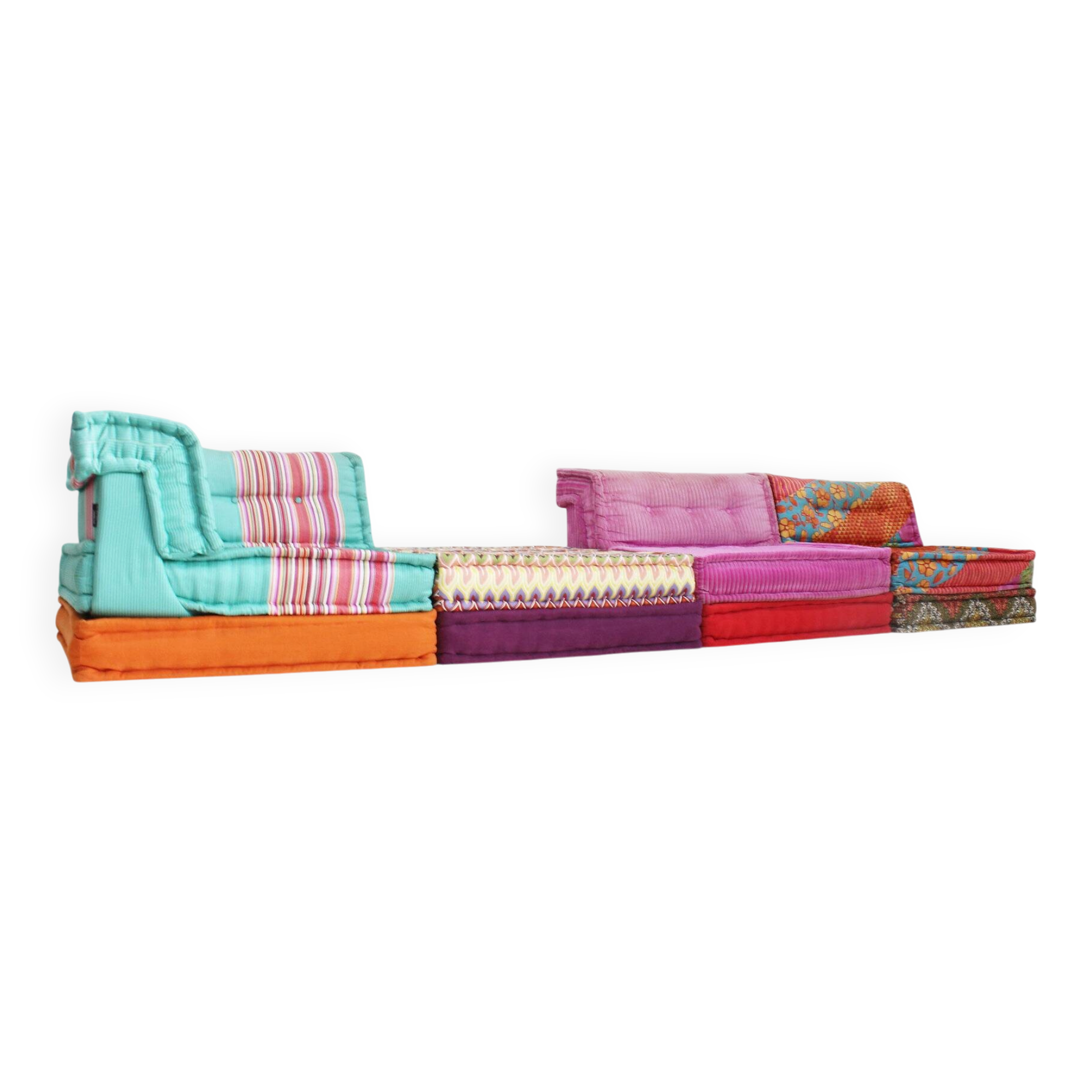Canapé Mah Jong Roche Bobois design Kenzo Takada par Hans Hopfer, ensemble de 11.
