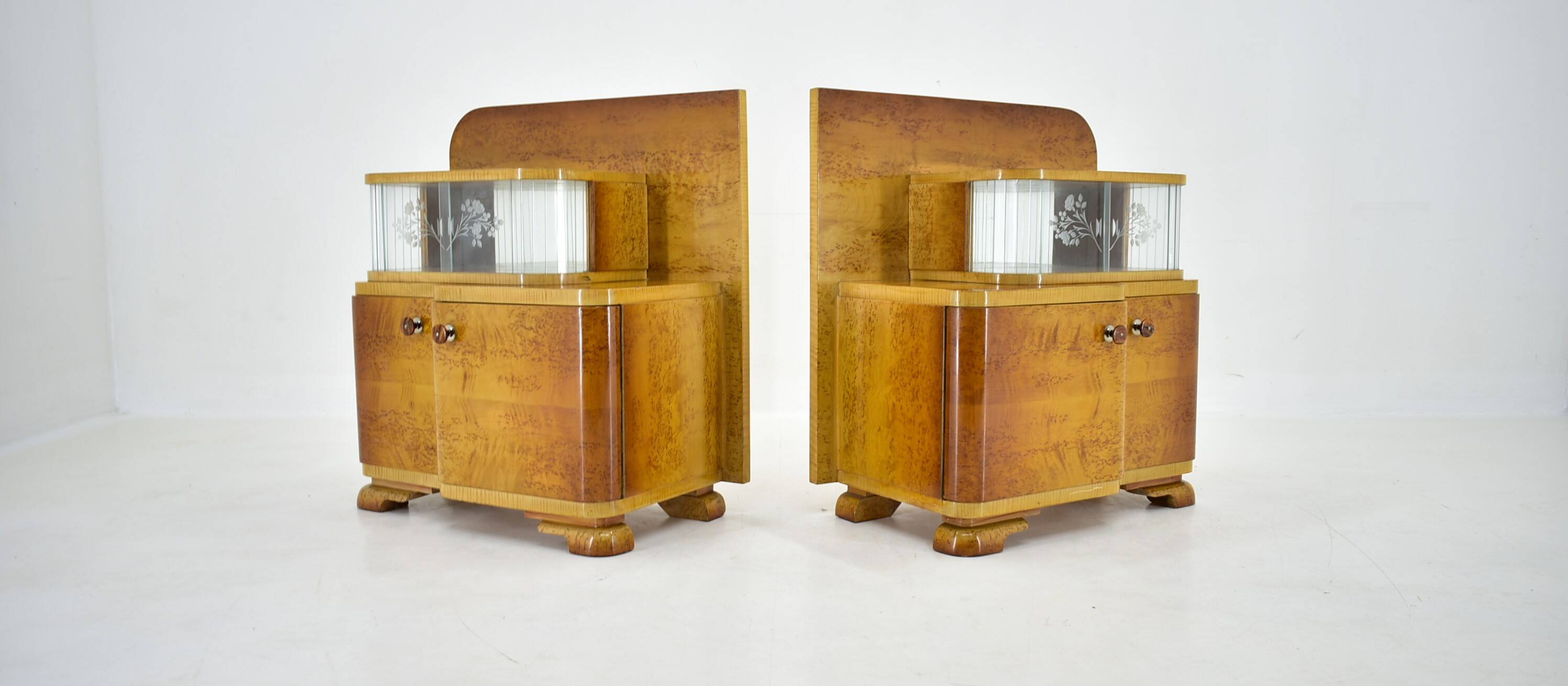 1939s set of Art Deco bedside tables, Czechoslovakia