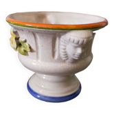 Cache pot en céramique et barbotine années 60 70