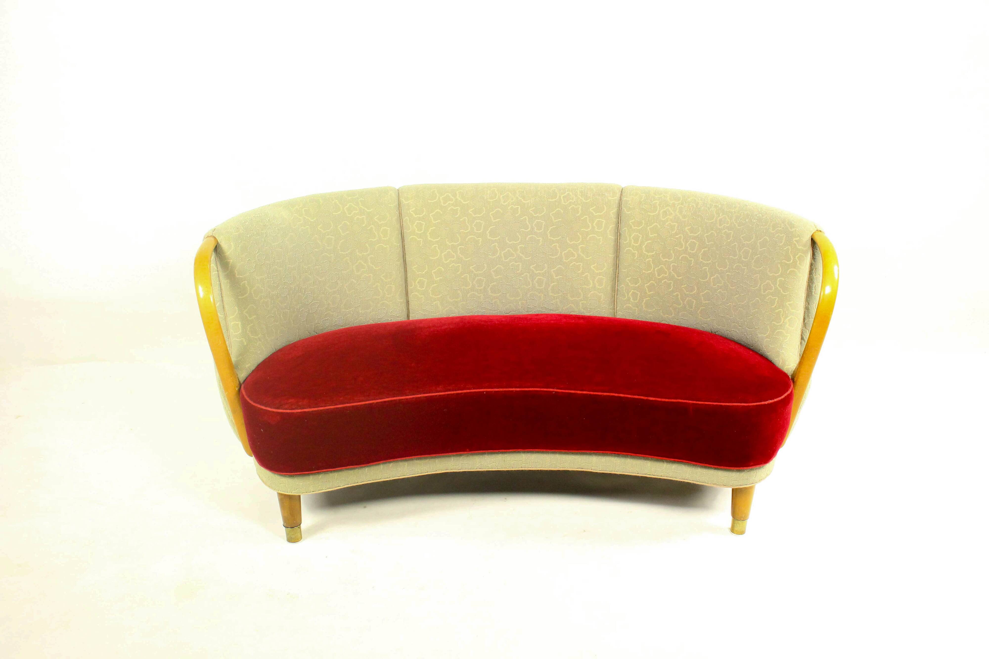 Danish Banana Sofa By N.A. Jørgensen Møbelfabrik, 1950s