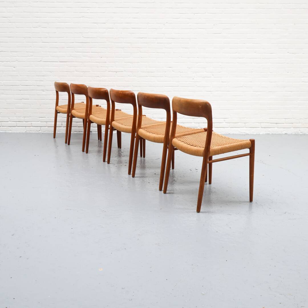 Niels Möller Model 75 Paper Cord Dining Chairs