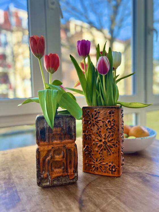 Vase Duo from the East and West German pottery history – East German pottery meets West German pottery