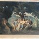 Ancienne gravure a. chaponnier la danse de village paris + cadre bois #b543