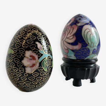 Vintage cloisonné enameled collectible eggs