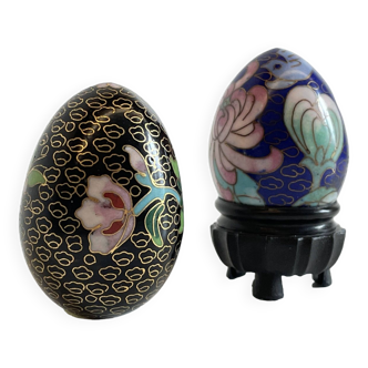 Vintage cloisonné enameled collectible eggs