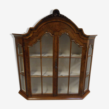 Vintage Dutch walnut hanging china cabinet