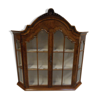 Vintage Dutch walnut hanging china cabinet