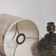Lampe d'appoint vintage en grès émaillé, abat-jour herbier