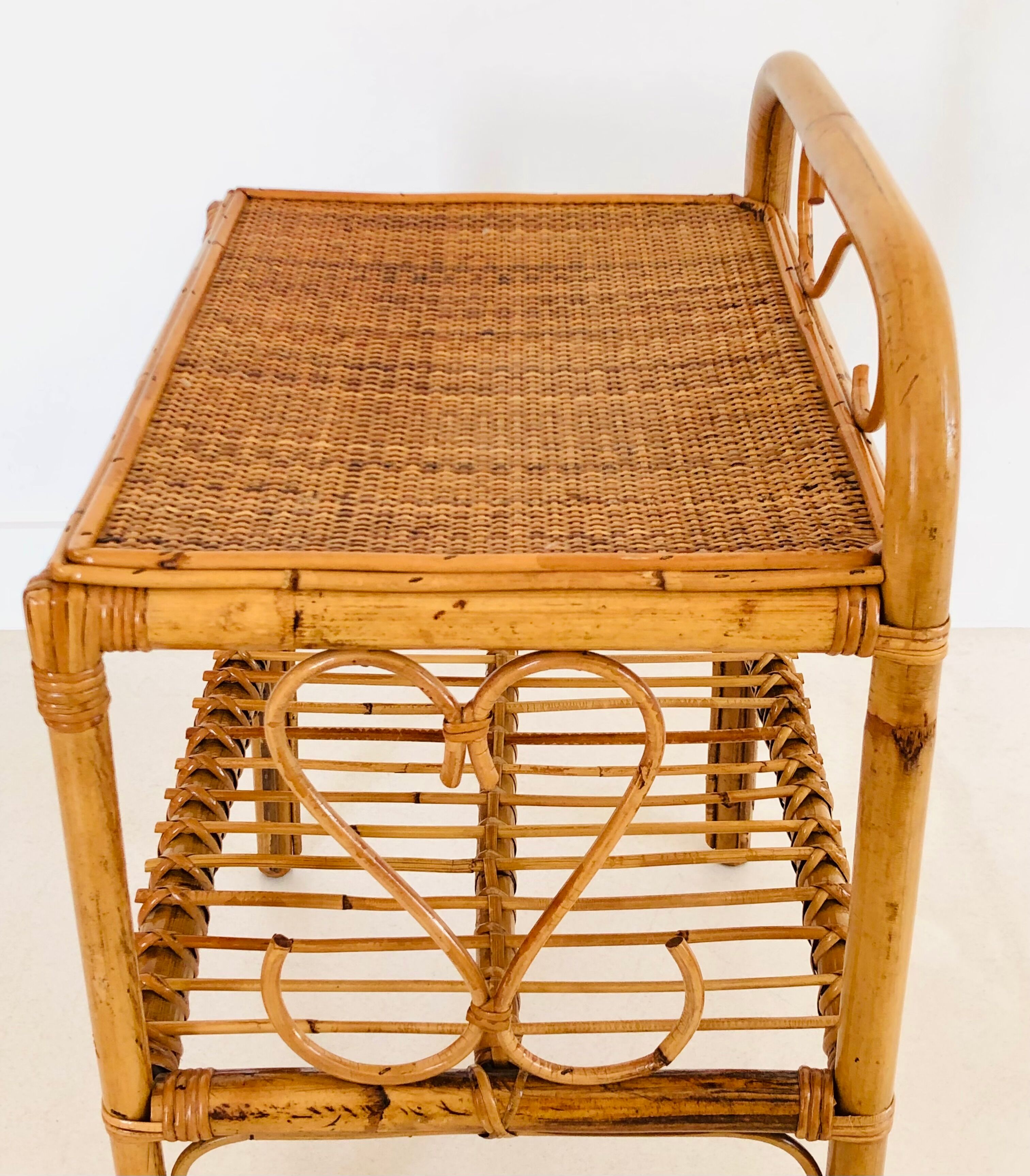 Table d'appoint en rotin, Italie années 60