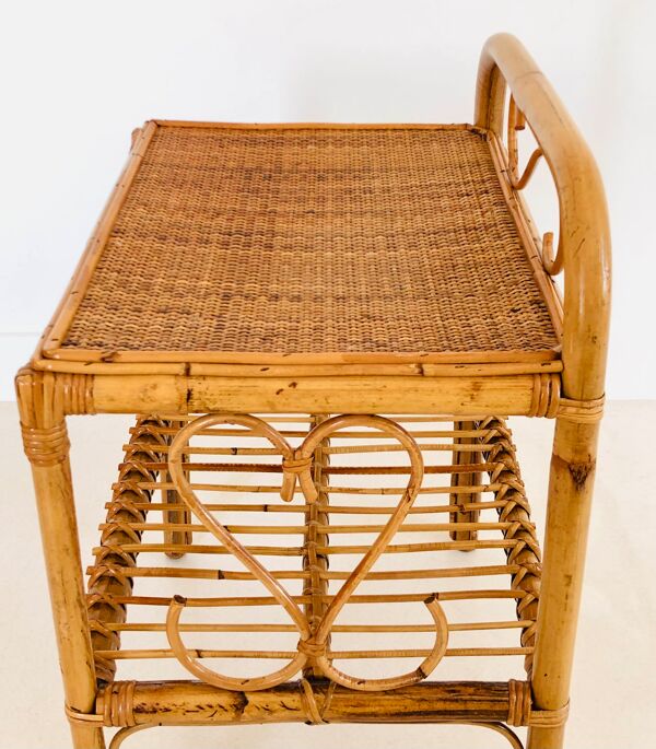 Table d'appoint en rotin, Italie années 60