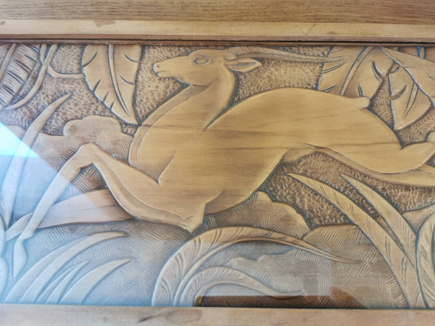 Plateau art déco bois sculpté