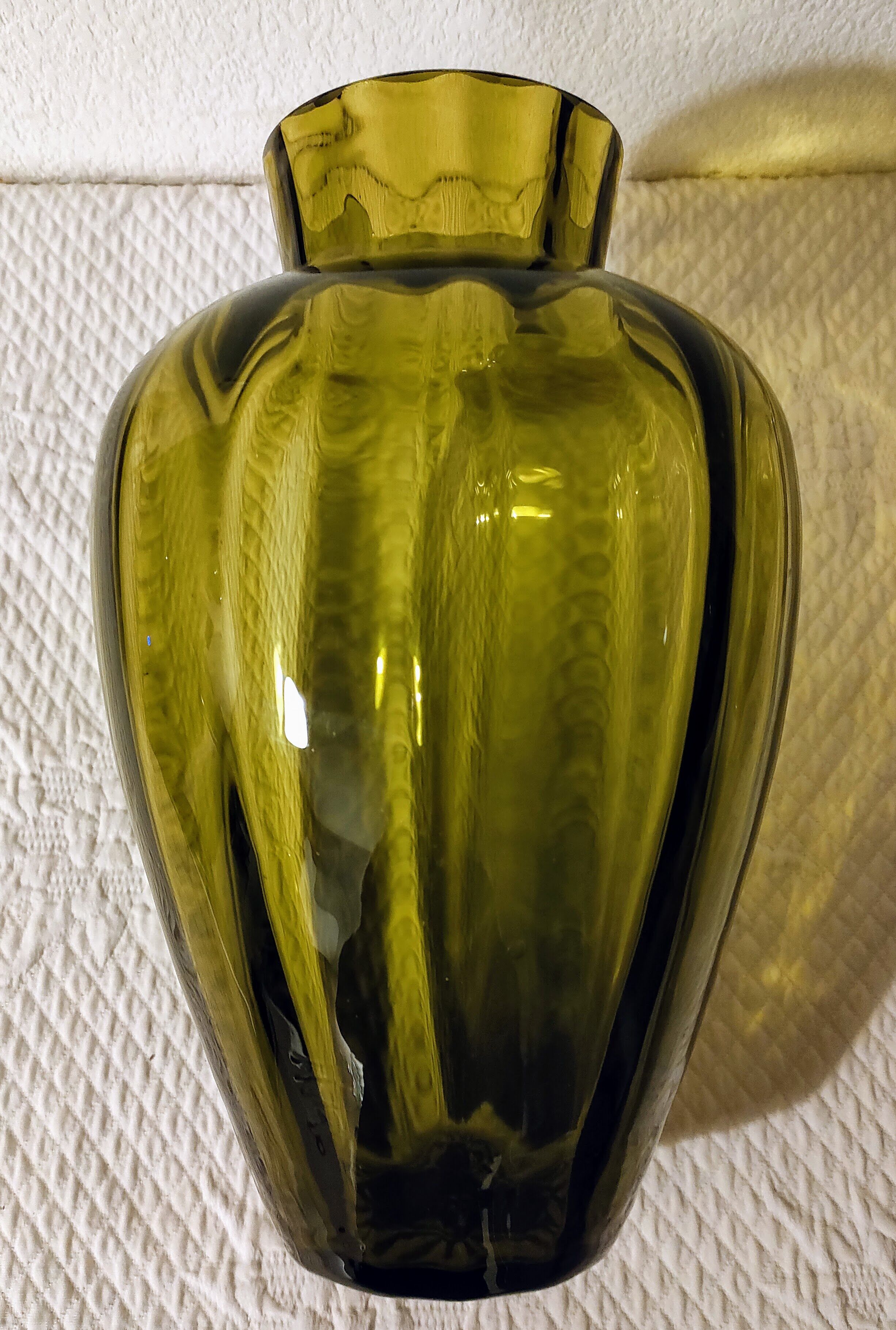 Olive green art deco vase