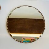 Vintage round and beveled table mirror