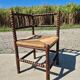 Vintage Dutch rustic corner chair bobbin turned oak with rush seating