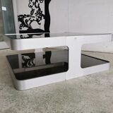 Vintage coffee table design 1970's brushed aluminum