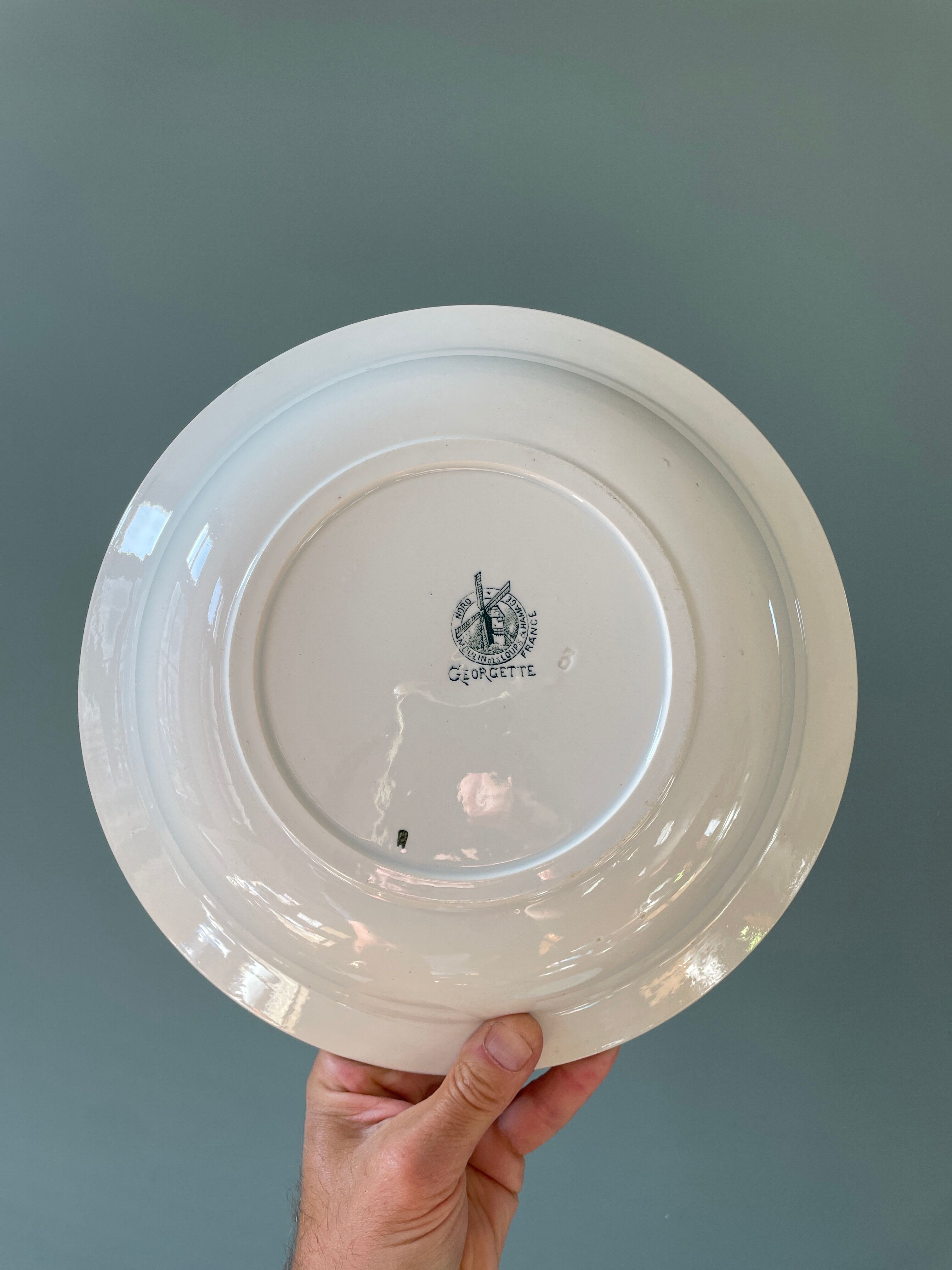 Set of 2 old dishes Moulin des Loups and Hamage, model "Georgette"