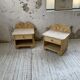 Pair of travertine bedside and rattan palm tree "vivai del sud"