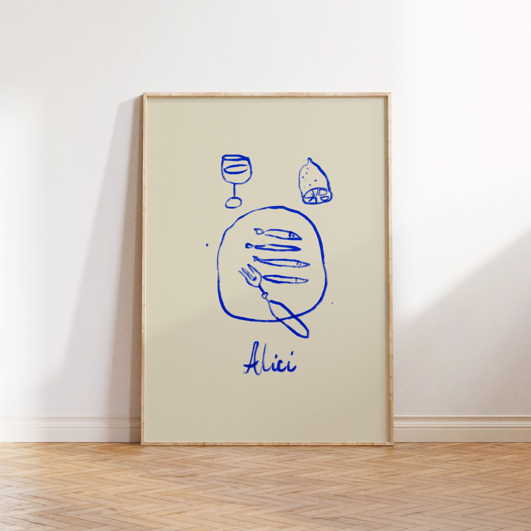 Anchois - Illustration tirage giclée, 50x70cm