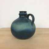 Ceramic ball vase with handle, gradient of blue