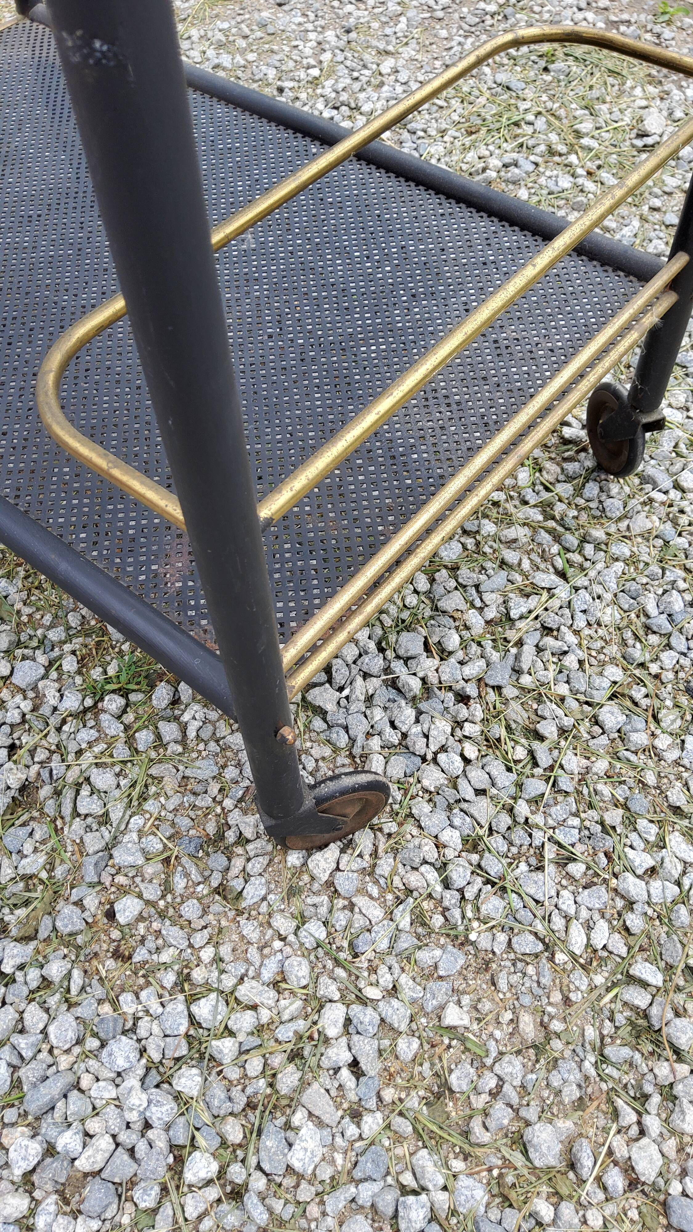 Rolling service bar of the 50s in rigitulle and brass