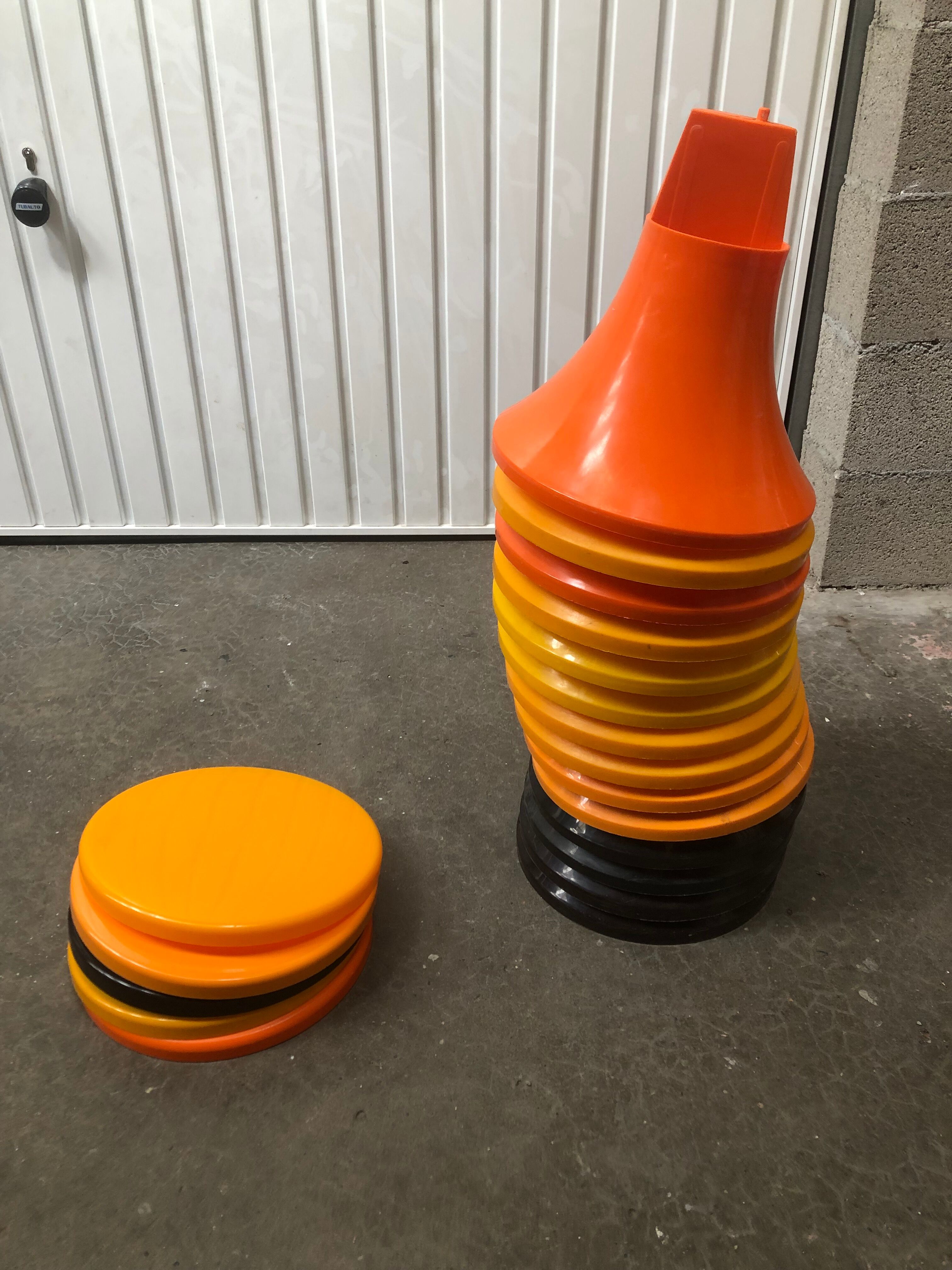 Lot 7 vintage tamtam stools 60s