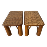 Vintage rattan low stools