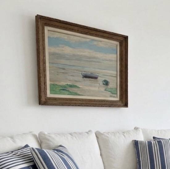 Marine painting by JP. Guinegault - Oil on canvas & gilded frame 60 x 70cm