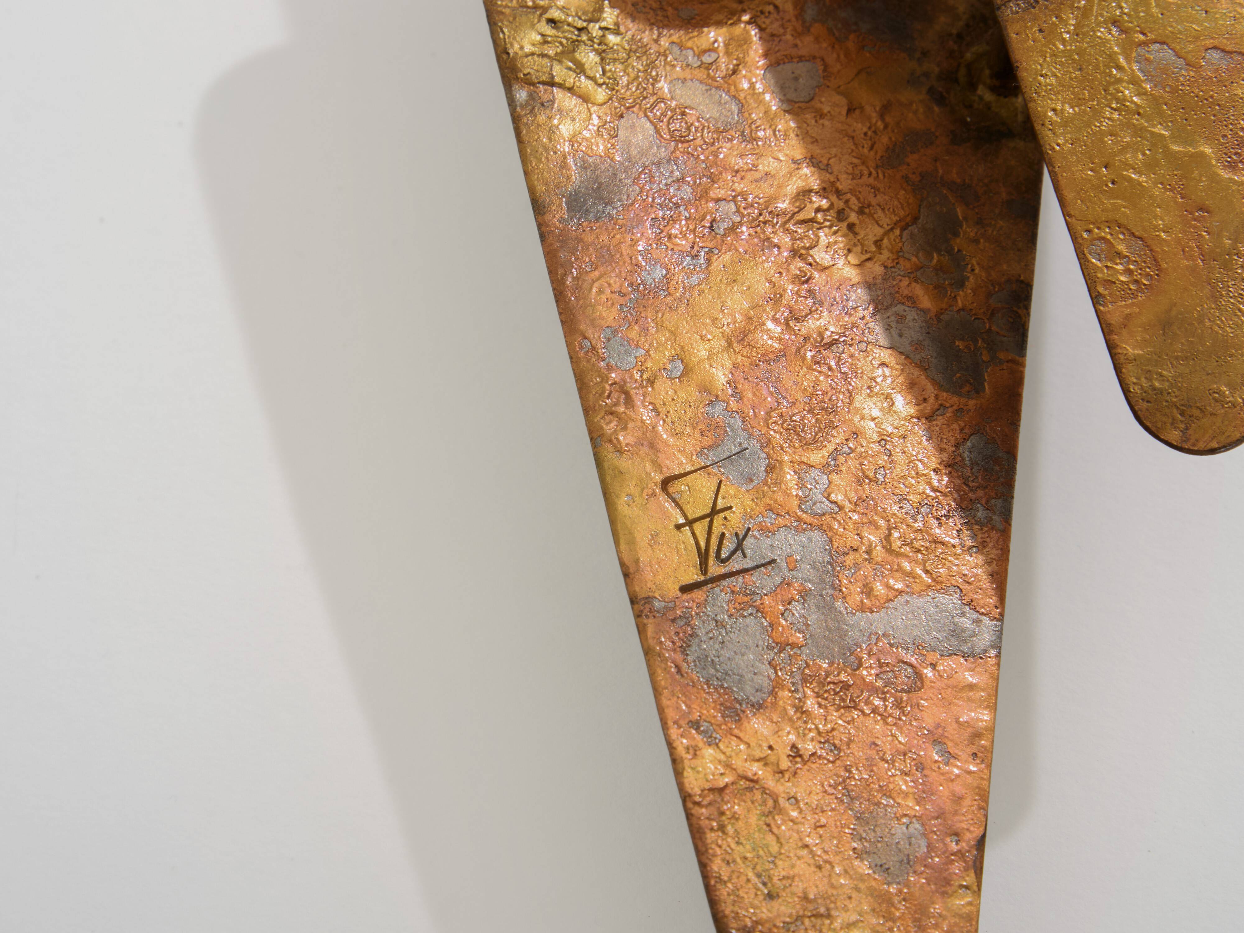 Auguste fixed sculpture metal appliqué patinated around 1970