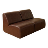 Paire de chauffeuses modulaires vintage en simili-cuir bordeaux - Années 70