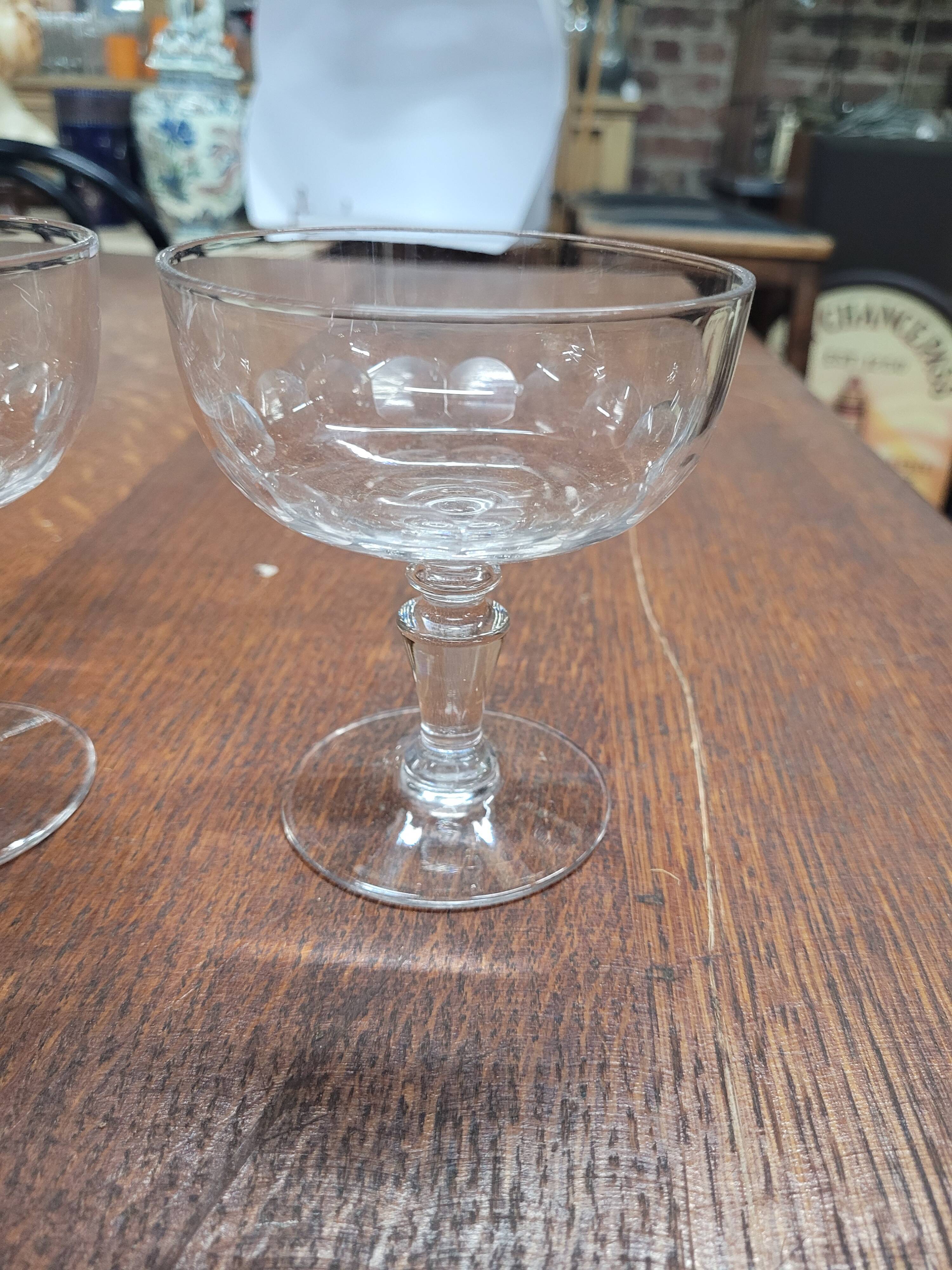 6 old champagne glasses