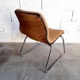Fauteuil et chaise de bureau vintage Steelcase Strafor en métal chromé années 70