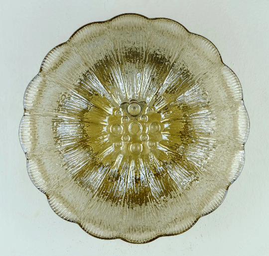 Vintage 1970s mid century wall sconce petal-shaped amber glass shades 2 available