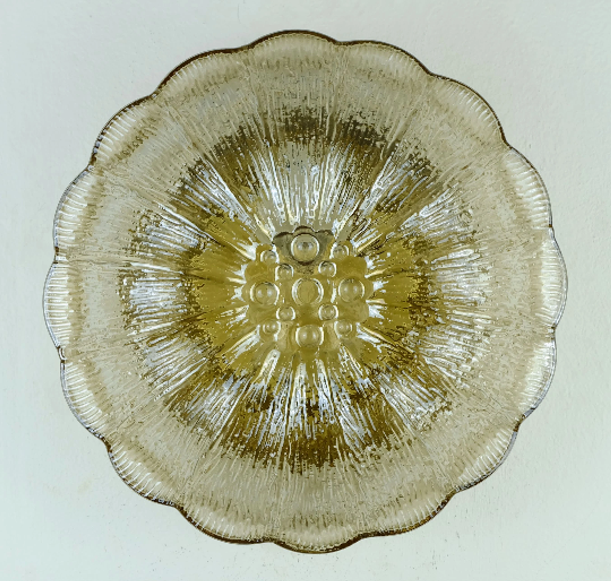 Vintage 1970s mid century wall sconce petal-shaped amber glass shades 2 available