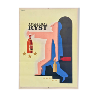 Affiche original Armagnac Ryst par Raymond Savignac 1943- Petit Format - On linen