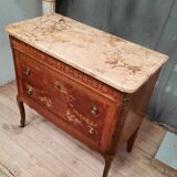 Transitional style chest of drawers in marquetry