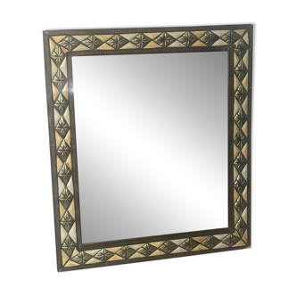 Oriental mirror in bone, copper and brass