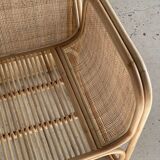 U-shaped armrest rattan armchair, grid canning