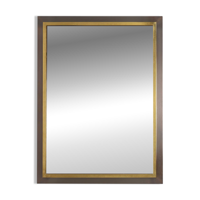 Miroir Belgo chromé belge de style Mid-Century, en cuivre et verre fumé, années 1980