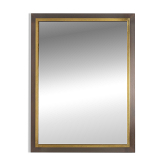 Miroir Belgo chromé belge de style Mid-Century, en cuivre et verre fumé, années 1980