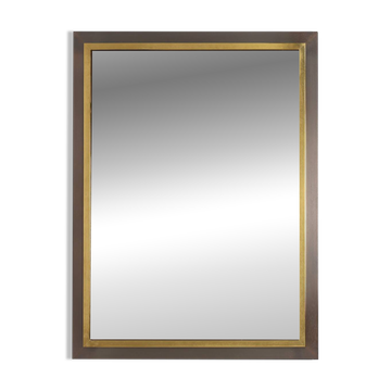 Belgian Mid-Century Belgo Chrome Mirror in Copper and Fumé Glass, 1980s