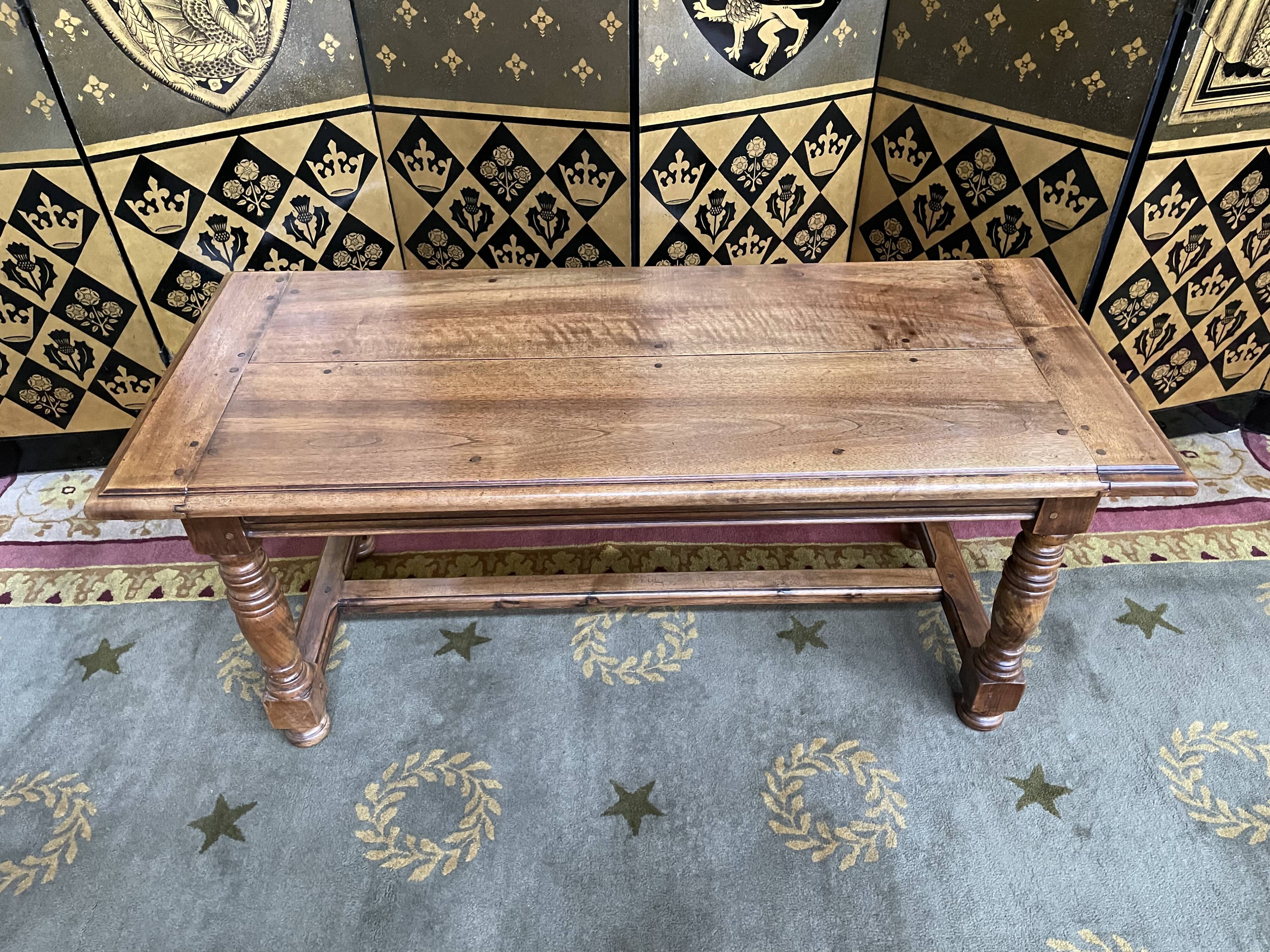Rustic coffee table in solid walnut