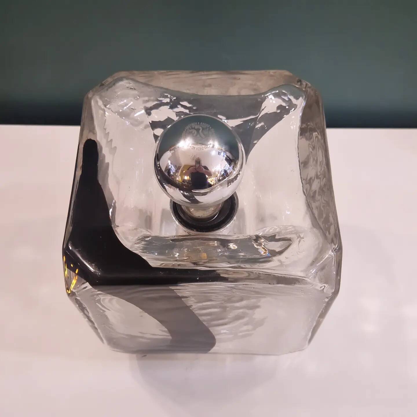 Murano glass and chrome metal table lamp from the 70s Italy