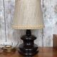 Old Brown Molded Glass Lamp + Beige Lampshade 70's Vintage #A832