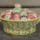 Strawberry basket in Sarreguemines slipware from the 1930s.