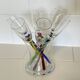 Set of 6 Vintage Champagne Flutes with Stand, German Handblown Glass