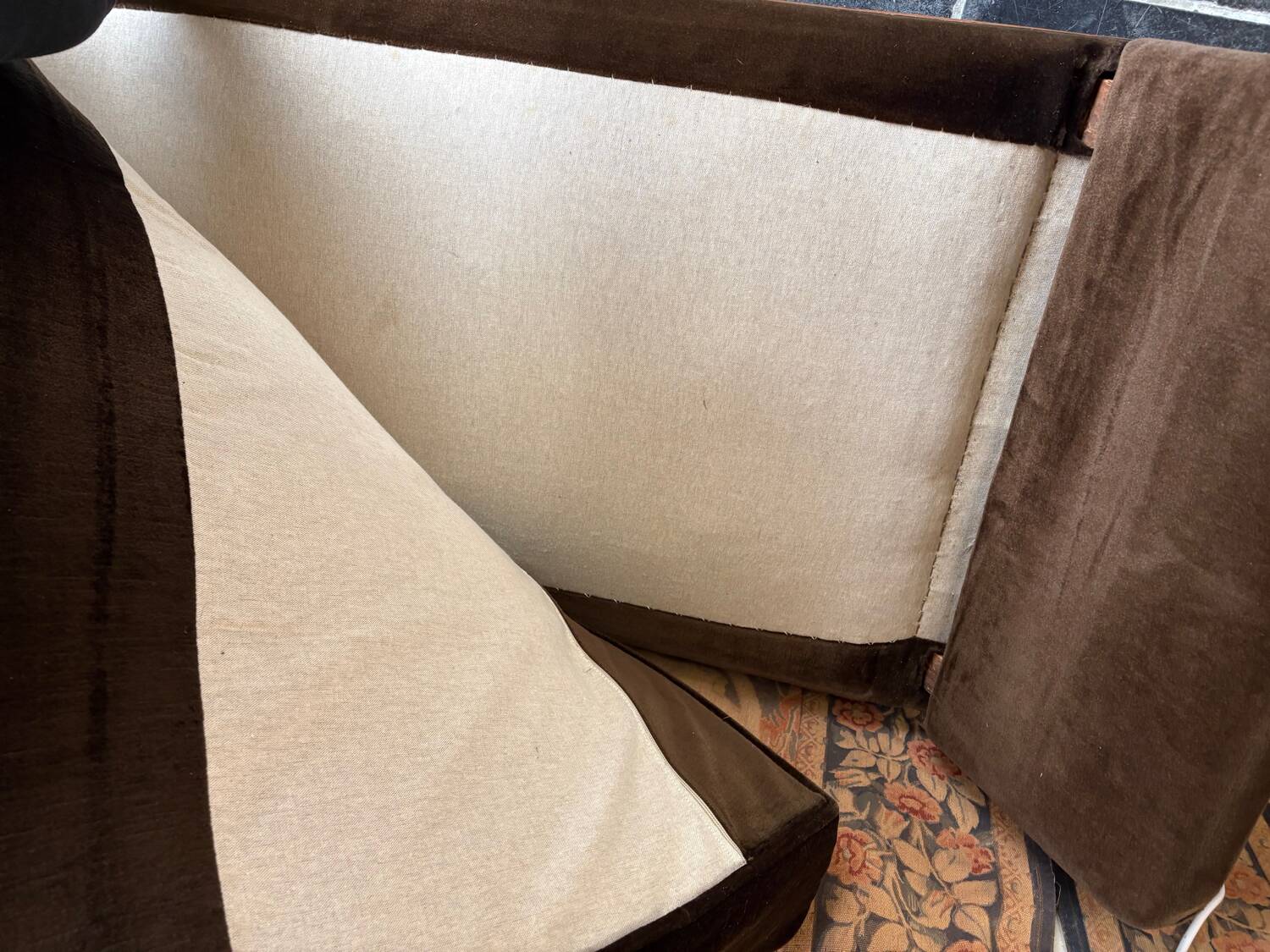 Brown velvet living room